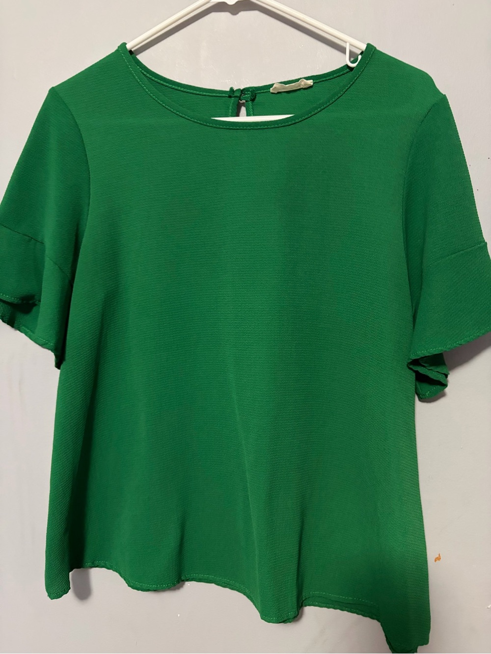 Elegant Green Short Sleeve Round-Neck Blouse